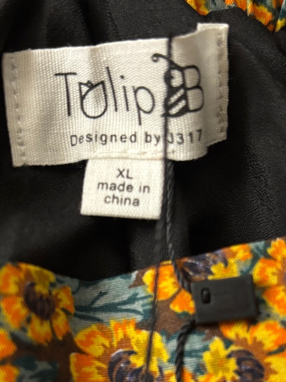 NWT Tulip B Vintage Inspired Floral Midi Skirt Black Orange Green Sunflowers XL - Picture 3 of 6